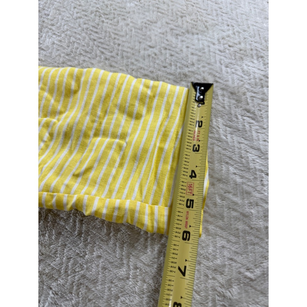 Talbots Womens Yellow White Striped 100% Linen Embroidered V-Neck Tunic Top S - Picture 13 of 16